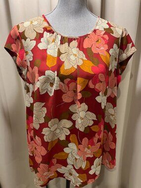 DR 2 Cap Sleeve Woven Polyester Blouse Floral Blouse Size XL